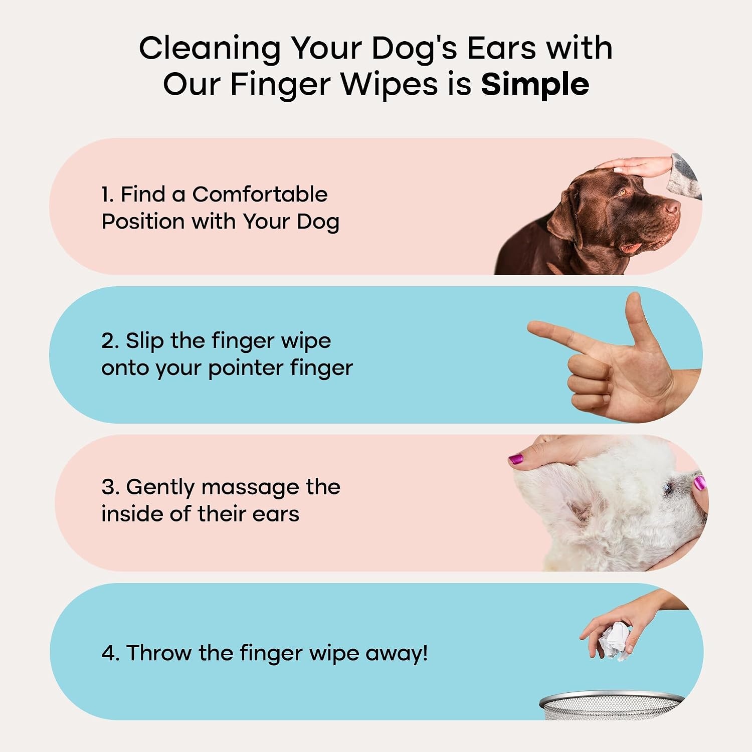 image:imageUproot Clean Cat amp Dog Ear Cleaner Finger Wipes Natural Disposable 50ct