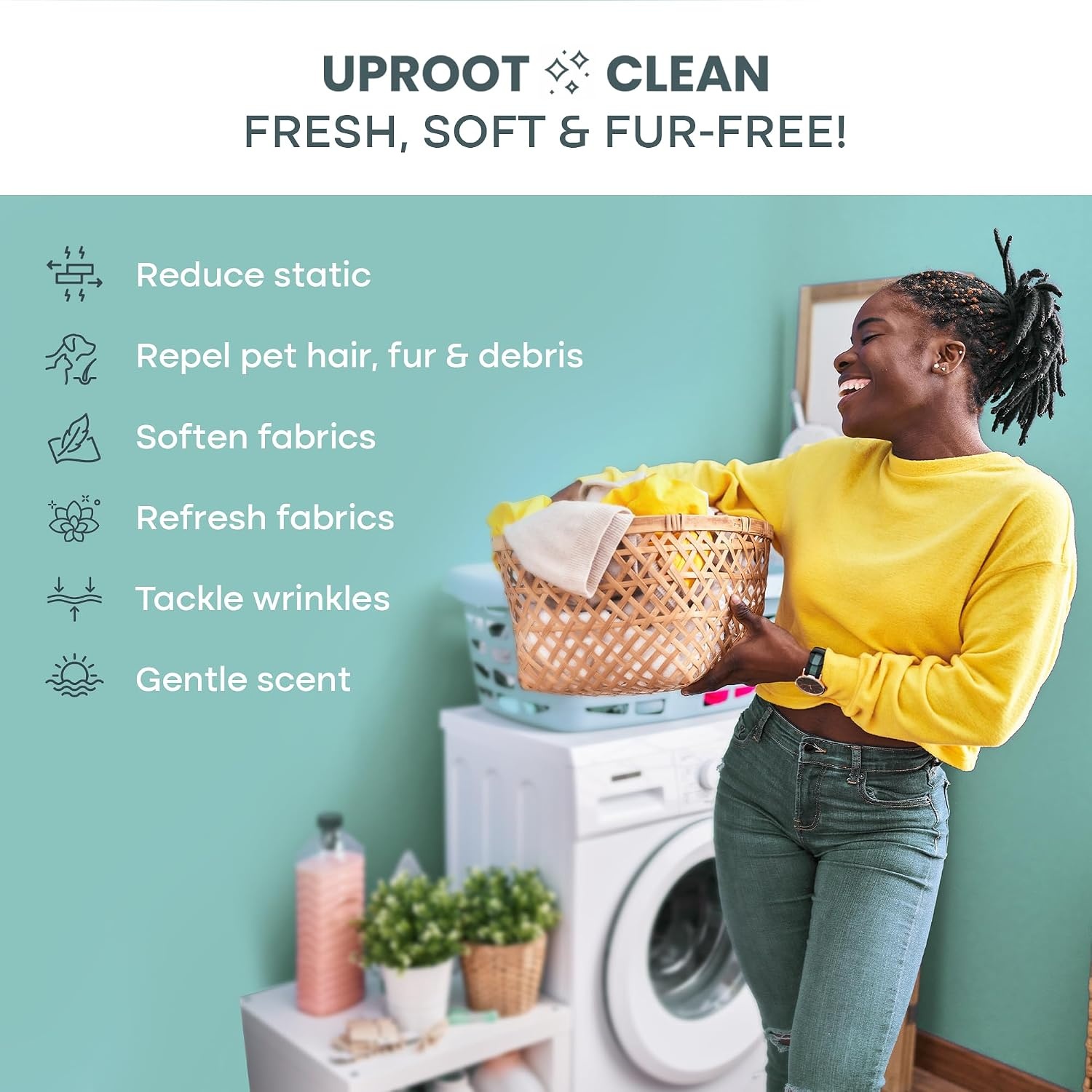 image:imageUproot Clean Dryer Sheets Pet Hair Reducing AntiStatic amp Effective 50Ct50 Count Pack of 1