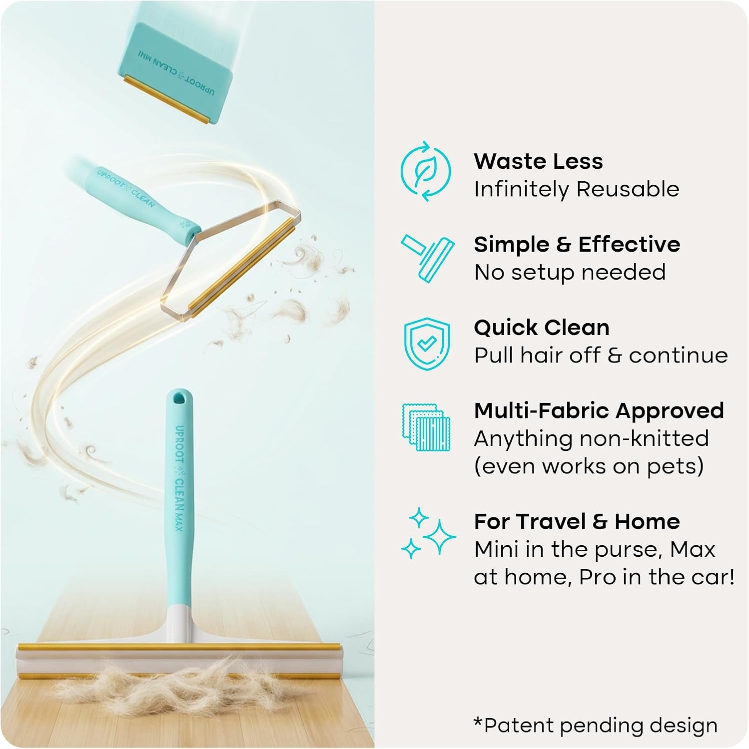 image:imageUproot Clean FurNado Survival Kit Uproot Cleaner Pro Pet Hair Remover Tool Mini amp Max Variants Pet Hair Removal Tool and Carpet Rake Easy Cat amp Dog Fur Scraper BundleFurnado