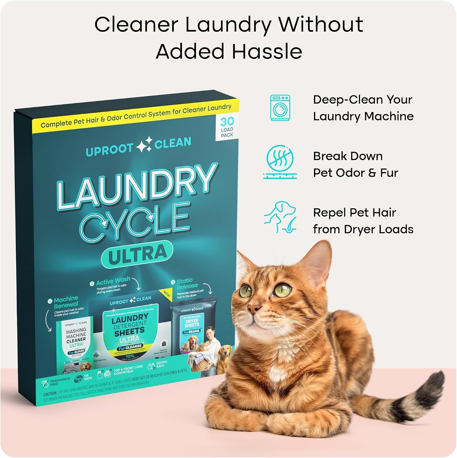 image:imageUproot Clean Laundry Cycle Pro 3Step Pet Hair Laundry Set UnscentedUltra Fragrance Free