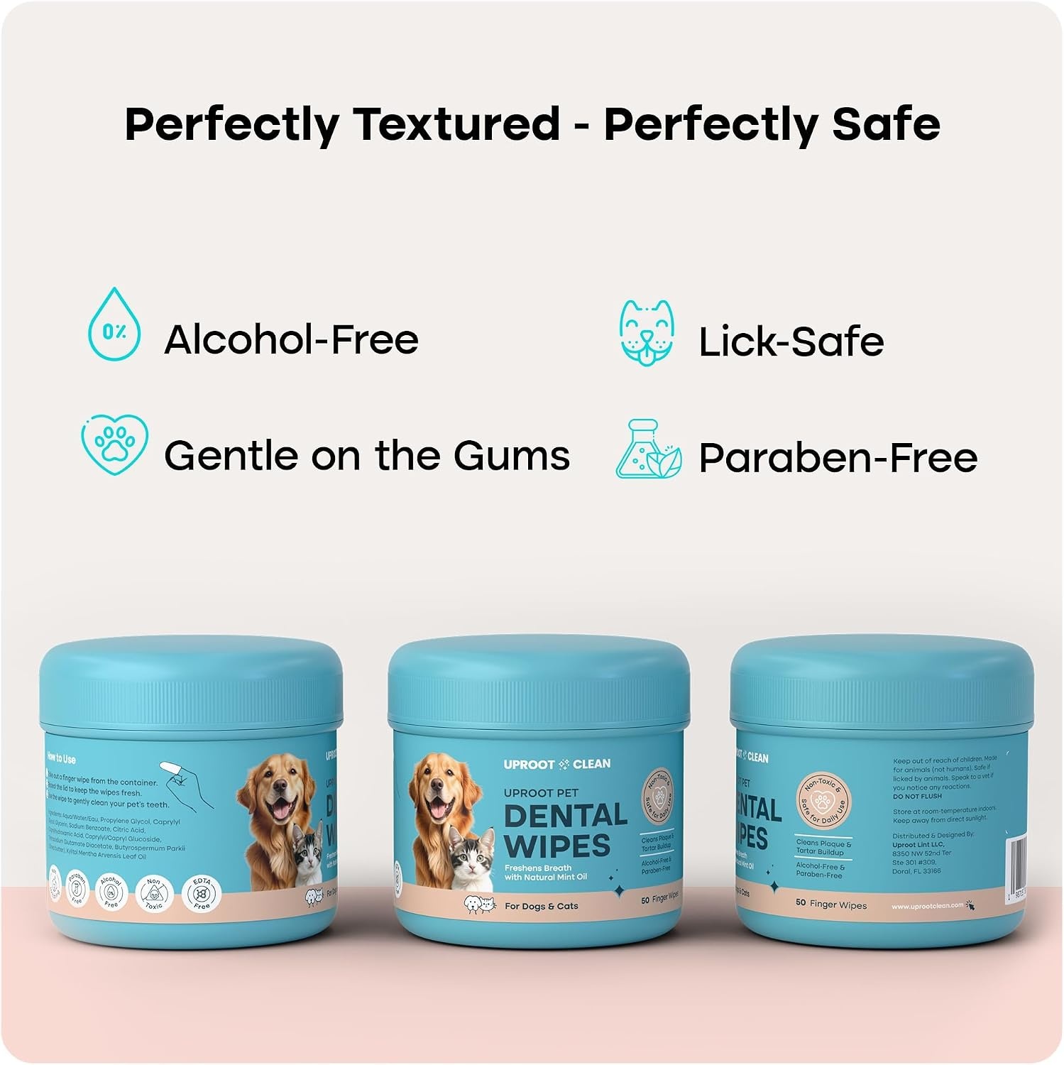 image:imageUproot Clean Pet Dental Finger Wipes Safe RinseFree Disposable 50ctDental Finger Wipes