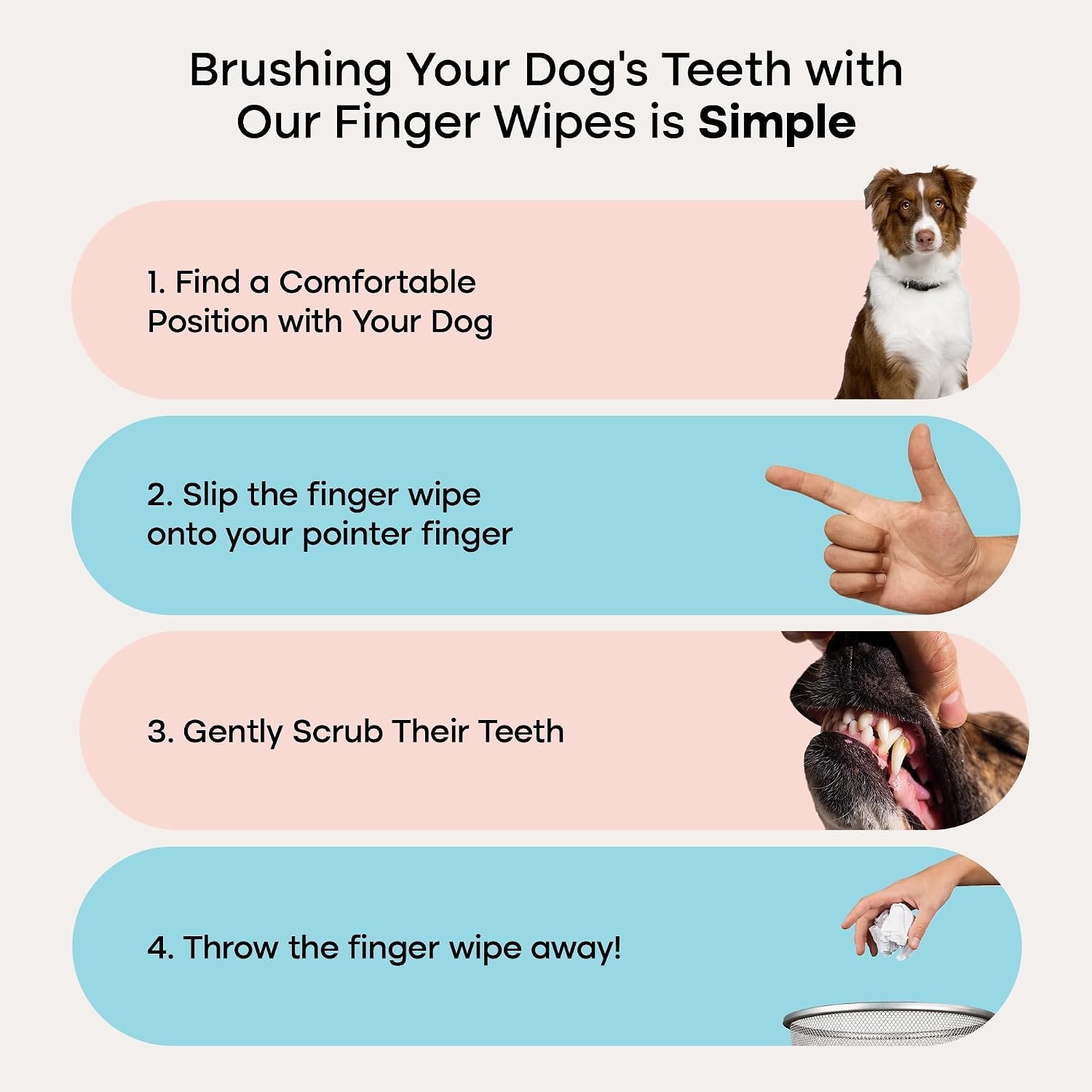image:imageUproot Clean Pet Dental Finger Wipes Safe RinseFree Disposable 50ctDental Finger Wipes