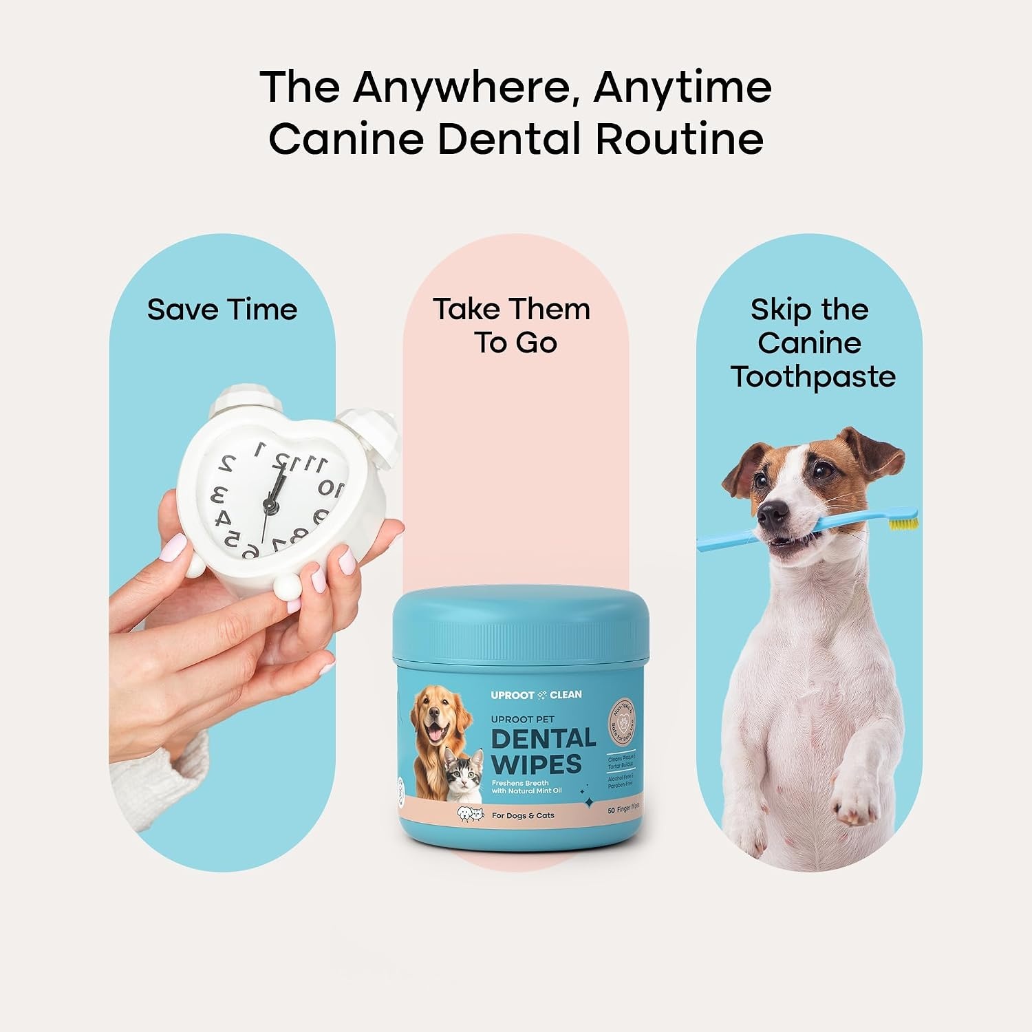 image:imageUproot Clean Pet Dental Finger Wipes Safe RinseFree Disposable 50ctDental Finger Wipes