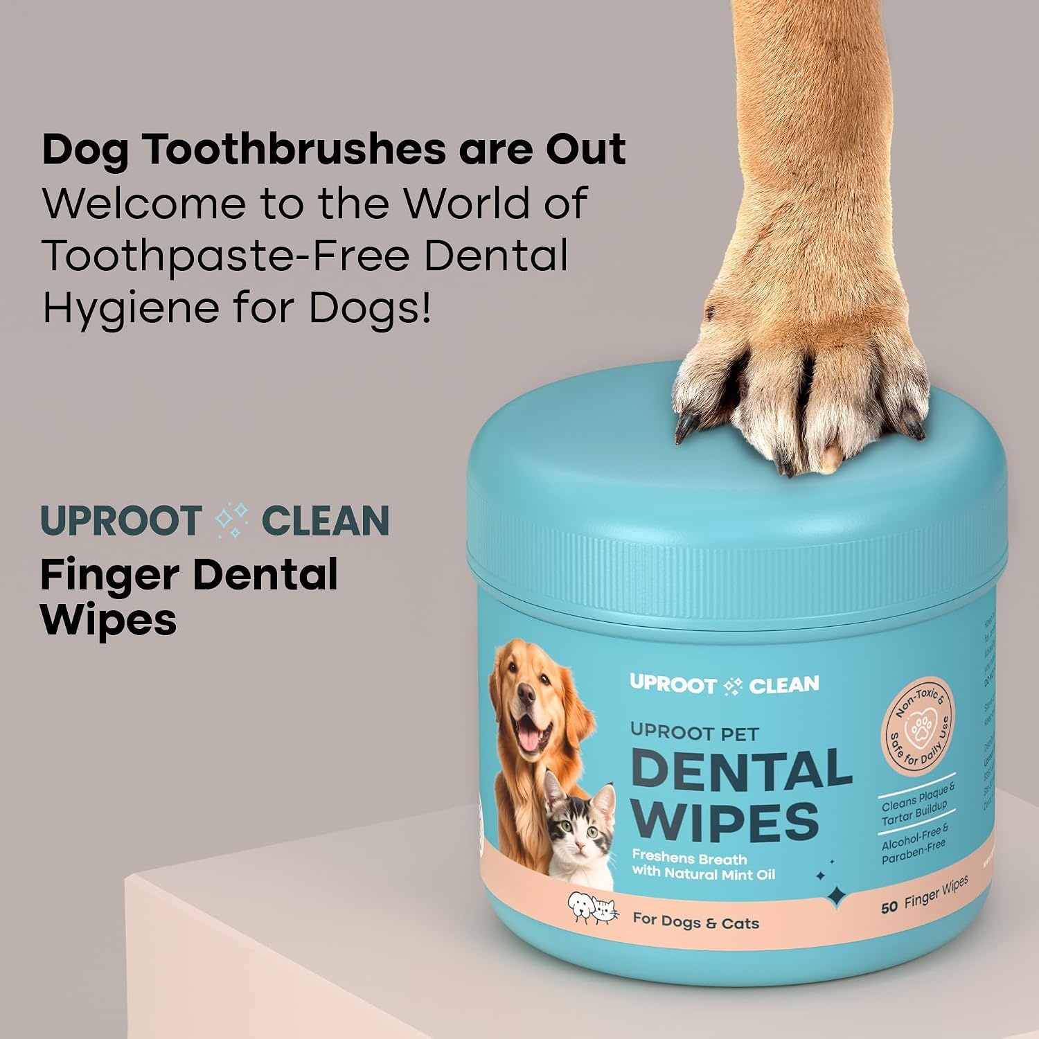 image:imageUproot Clean Pet Dental Finger Wipes Safe RinseFree Disposable 50ctDental Finger Wipes