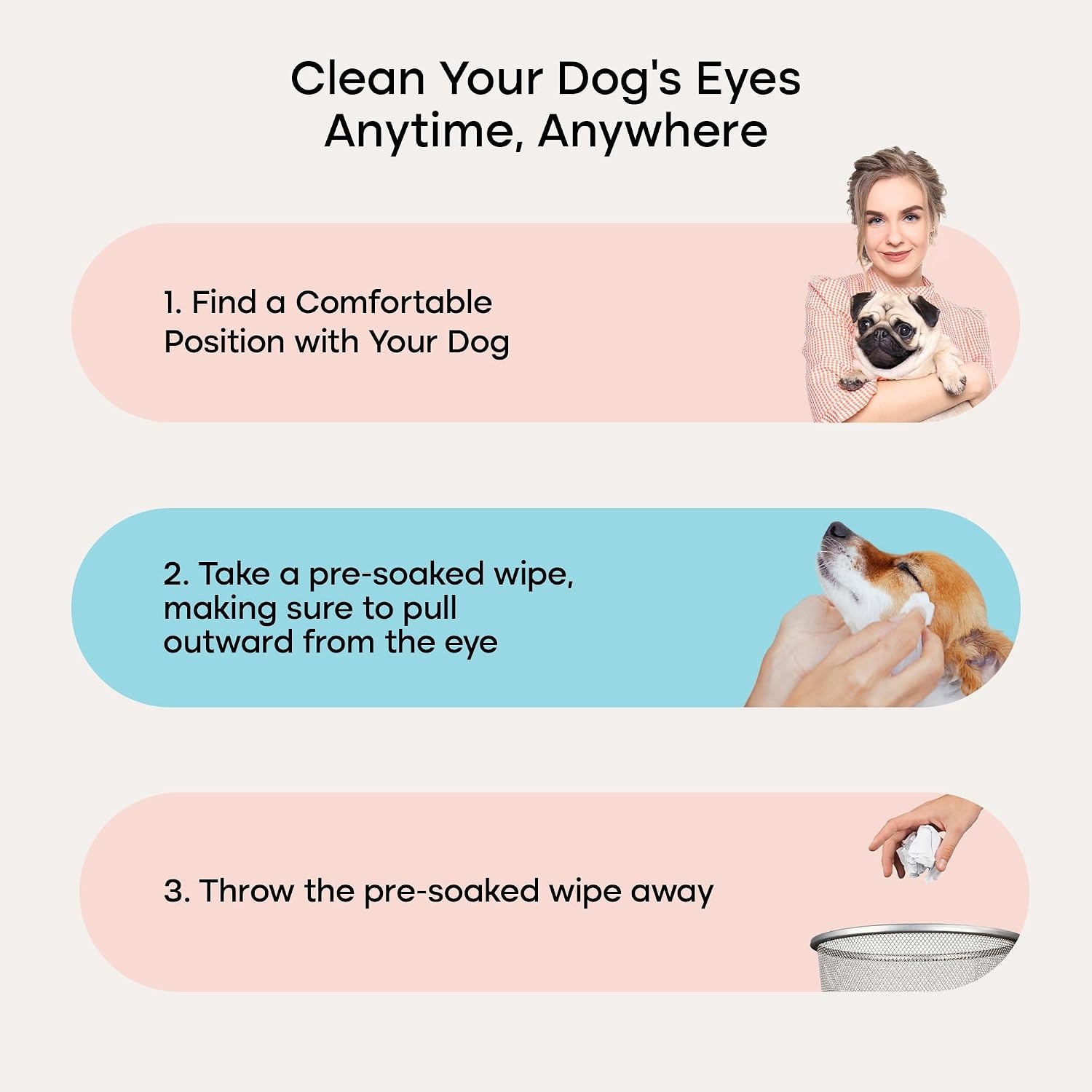 image:imageUproot Clean Pet Dental Finger Wipes Safe RinseFree Disposable 50ctEye Wipes