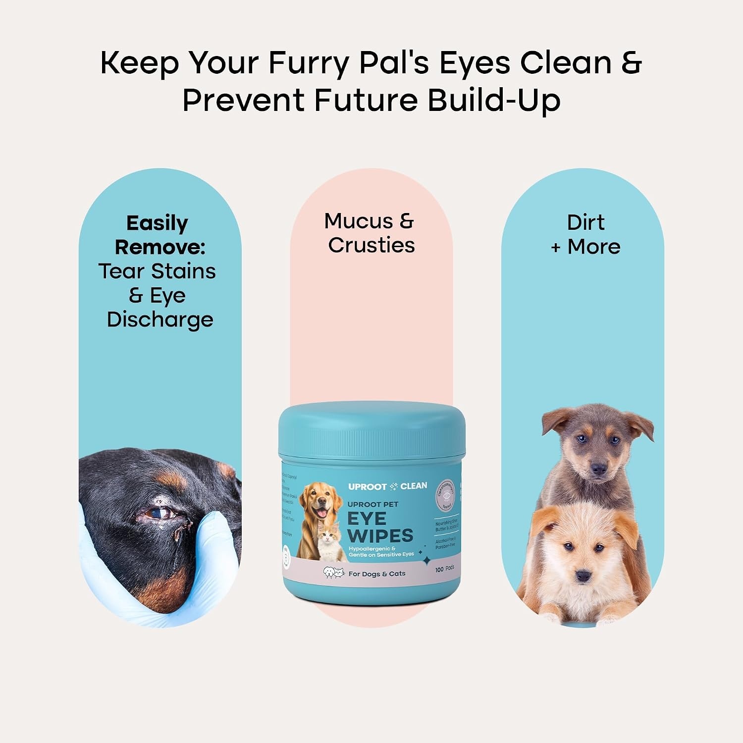 image:imageUproot Clean Pet Dental Finger Wipes Safe RinseFree Disposable 50ctEye Wipes