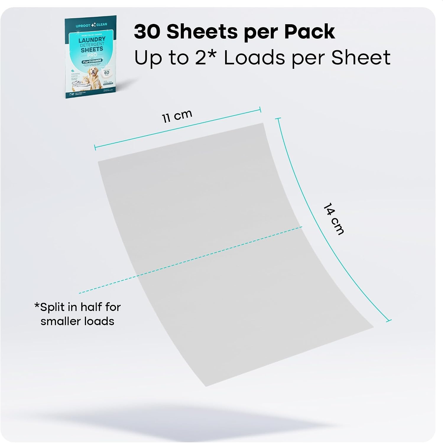 image:imageUproot Clean Pet Laundry Detergent Sheets Ultra Unscented Up to 60 LoadsPro Fragrance Free 1 pack