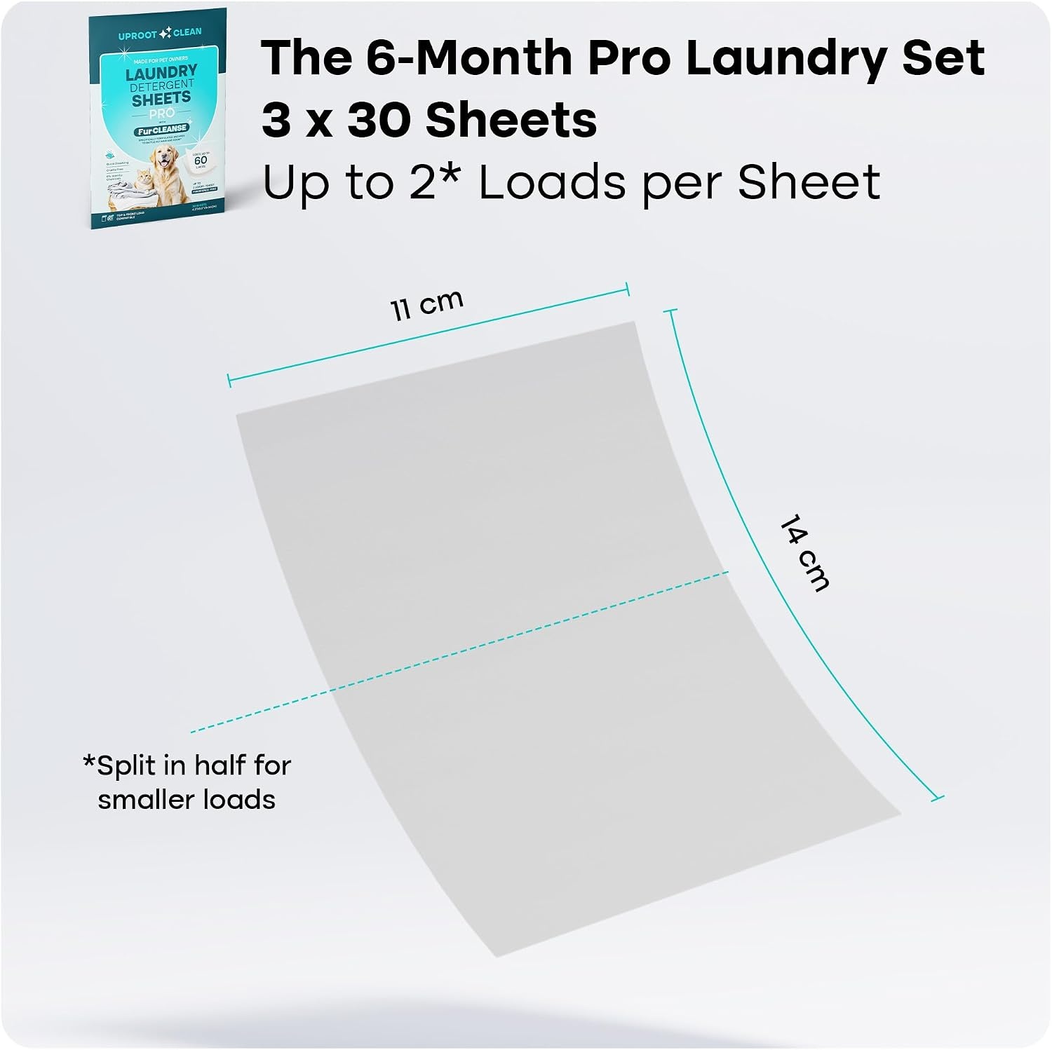 image:imageUproot Clean Pet Laundry Detergent Sheets Ultra Unscented Up to 60 LoadsPro Fragrance Free 3 pack