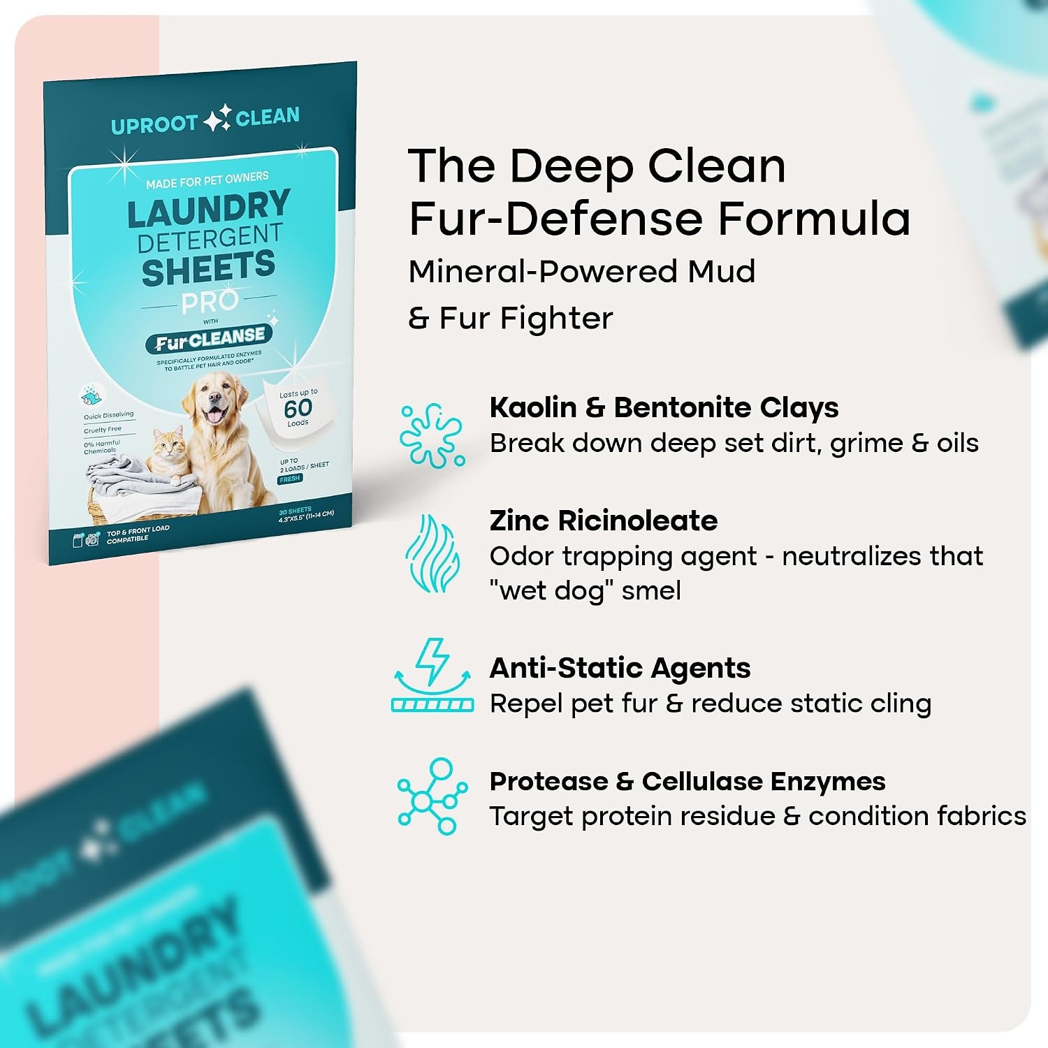 image:imageUproot Clean Pet Laundry Detergent Sheets Ultra Unscented Up to 60 LoadsPro Fresh Scent 1 pack