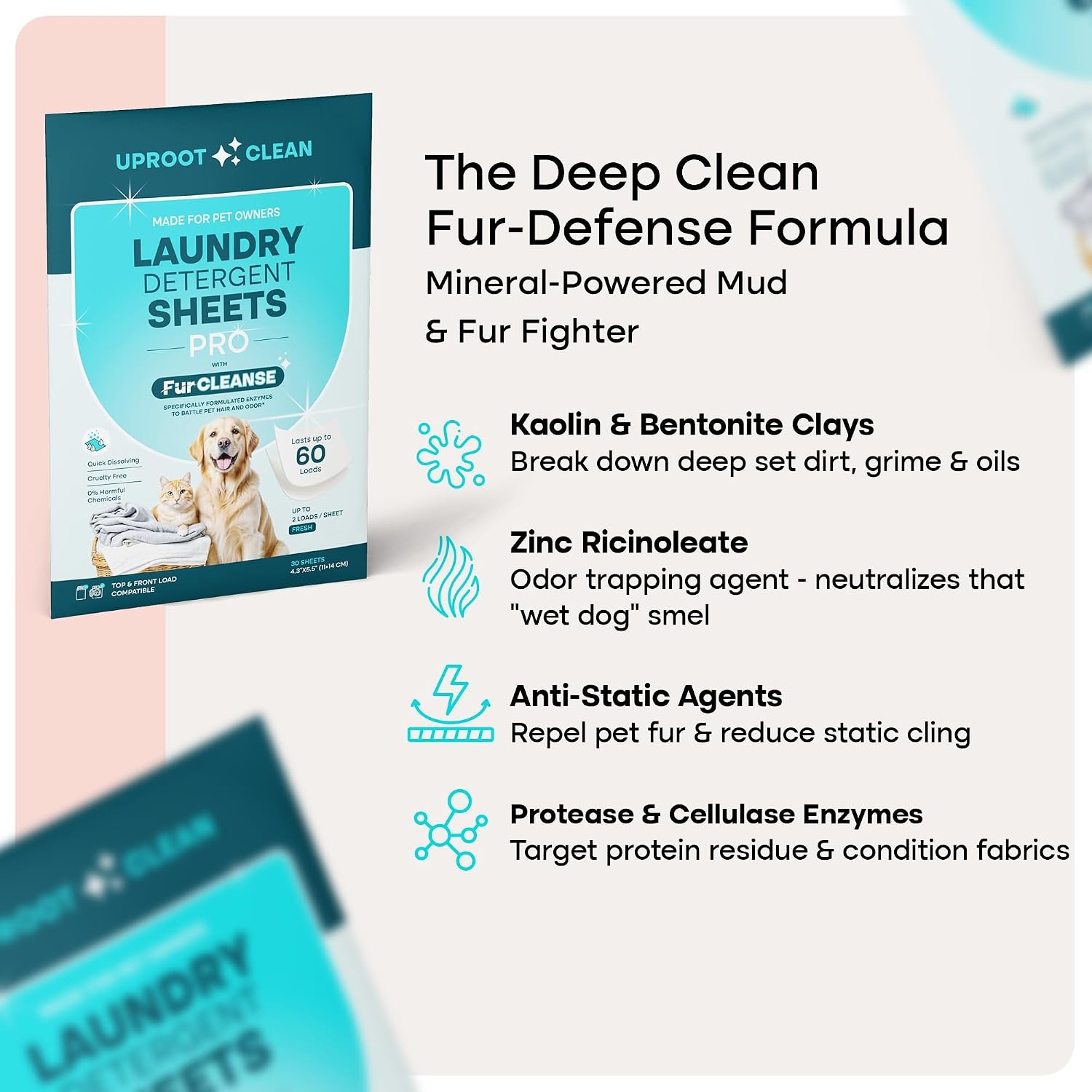 image:imageUproot Clean Pet Laundry Detergent Sheets Ultra Unscented Up to 60 LoadsPro Fresh Scent 3 pack