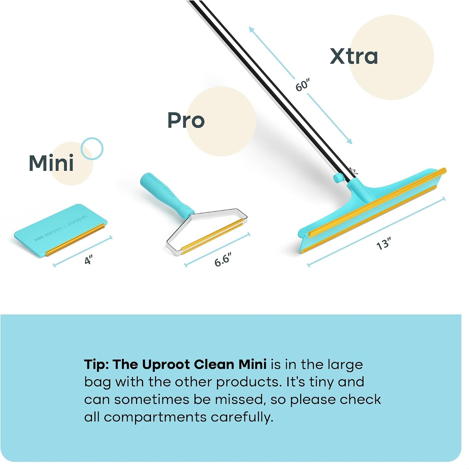 image:imageUproot Clean Pro Bundle Pet Hair Removal Tool amp Carpet Rake wt 60 HandlePro Mini Xtra