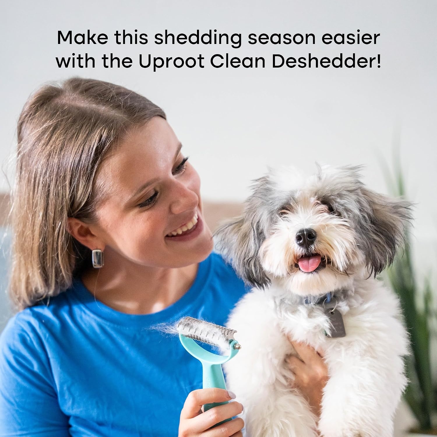 image:imageUproot Clean Undercoat Rake amp Pet Dematting Comb Gentle on Skin 2in1 Tool