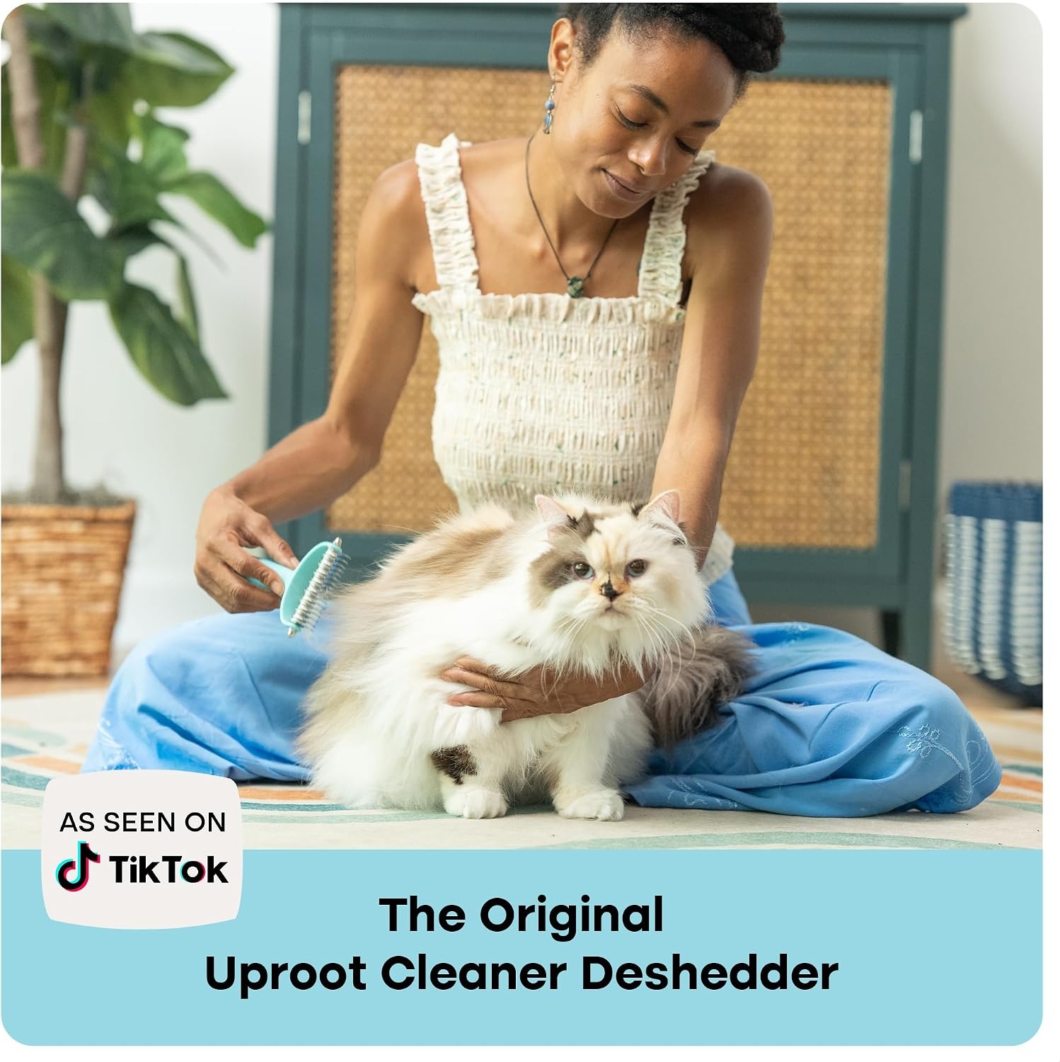 image:imageUproot Clean Undercoat Rake amp Pet Dematting Comb Gentle on Skin 2in1 Tool
