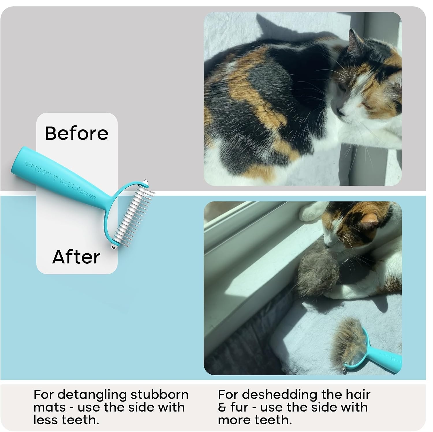 image:imageUproot Clean Undercoat Rake amp Pet Dematting Comb Gentle on Skin 2in1 Tool