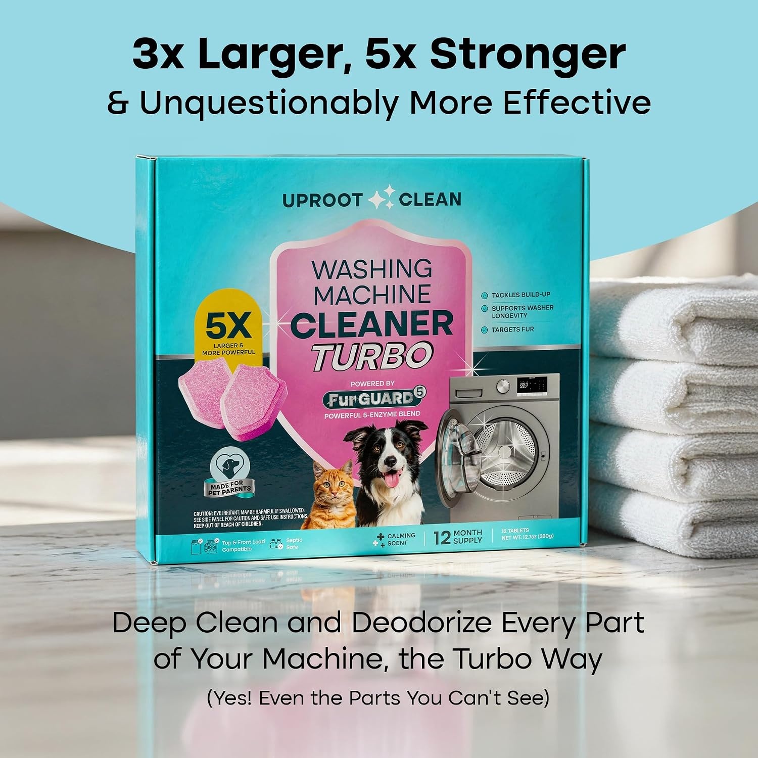 image:imageUproot Clean Washing Machine Cleaner Tablets Turbo 5xStronger 12 mo supply