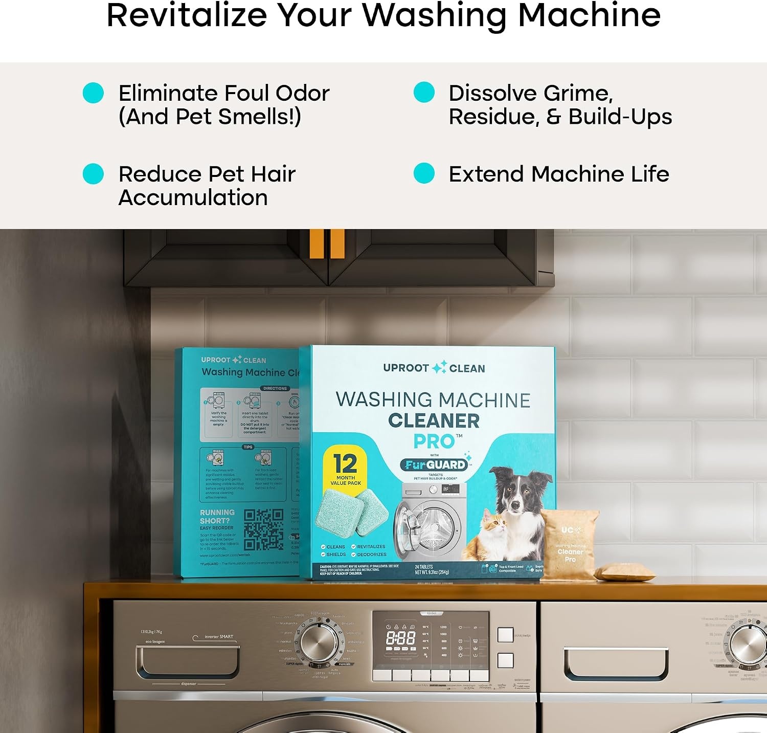 image:imageUproot Clean Washing Machine Cleaning Tablets Ultra 40 Stronger 24 PackPro