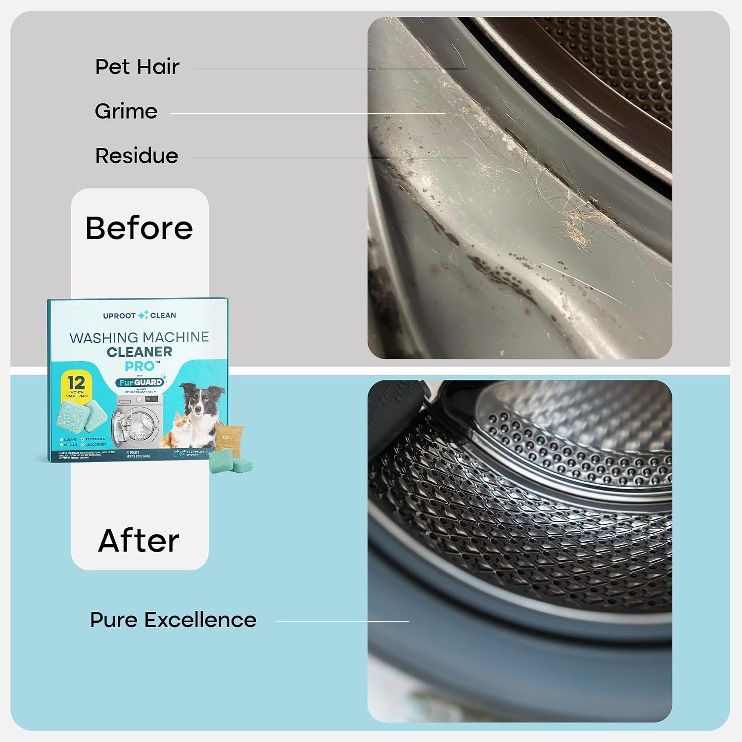 image:imageUproot Clean Washing Machine Cleaning Tablets Ultra 40 Stronger 24 PackPro