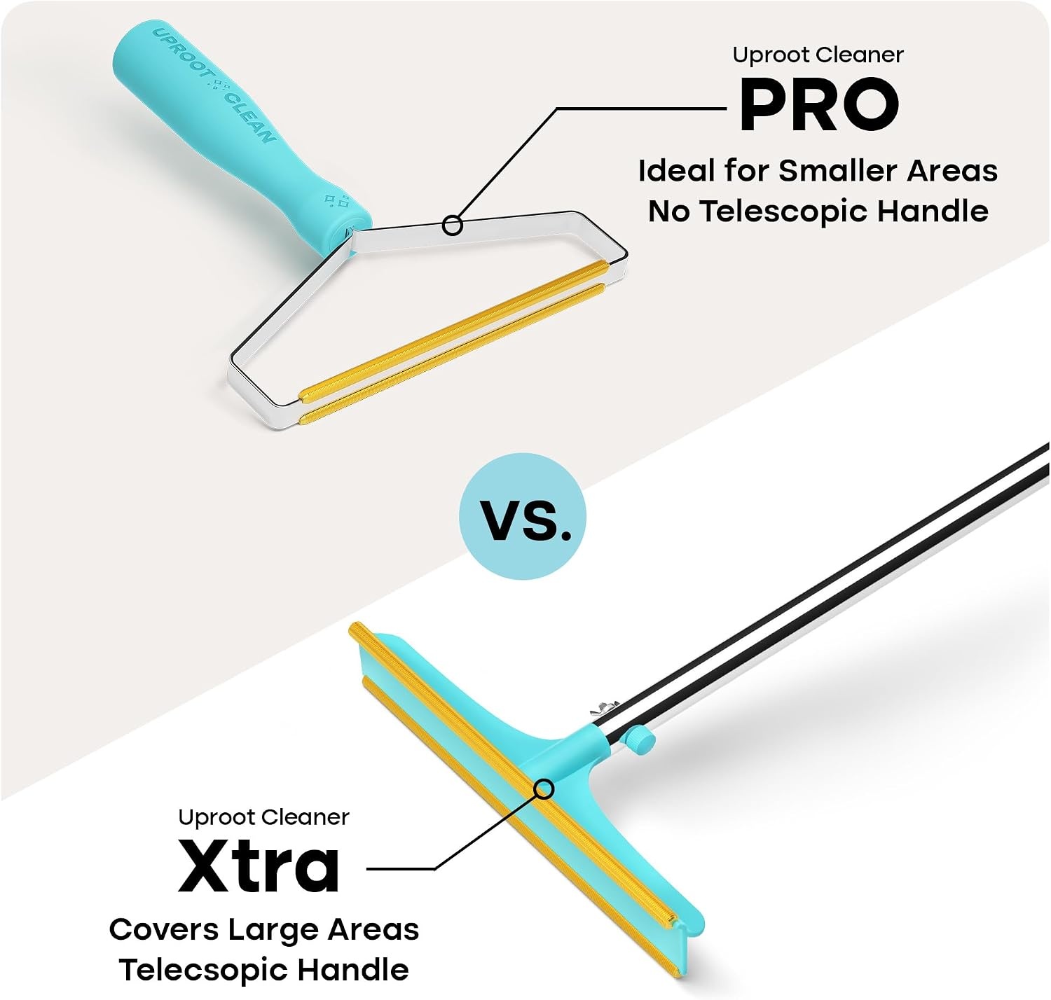 image:imageUproot Clean Xtra Carpet Rake for Pet Hair Removal 60 Telescopic Handle