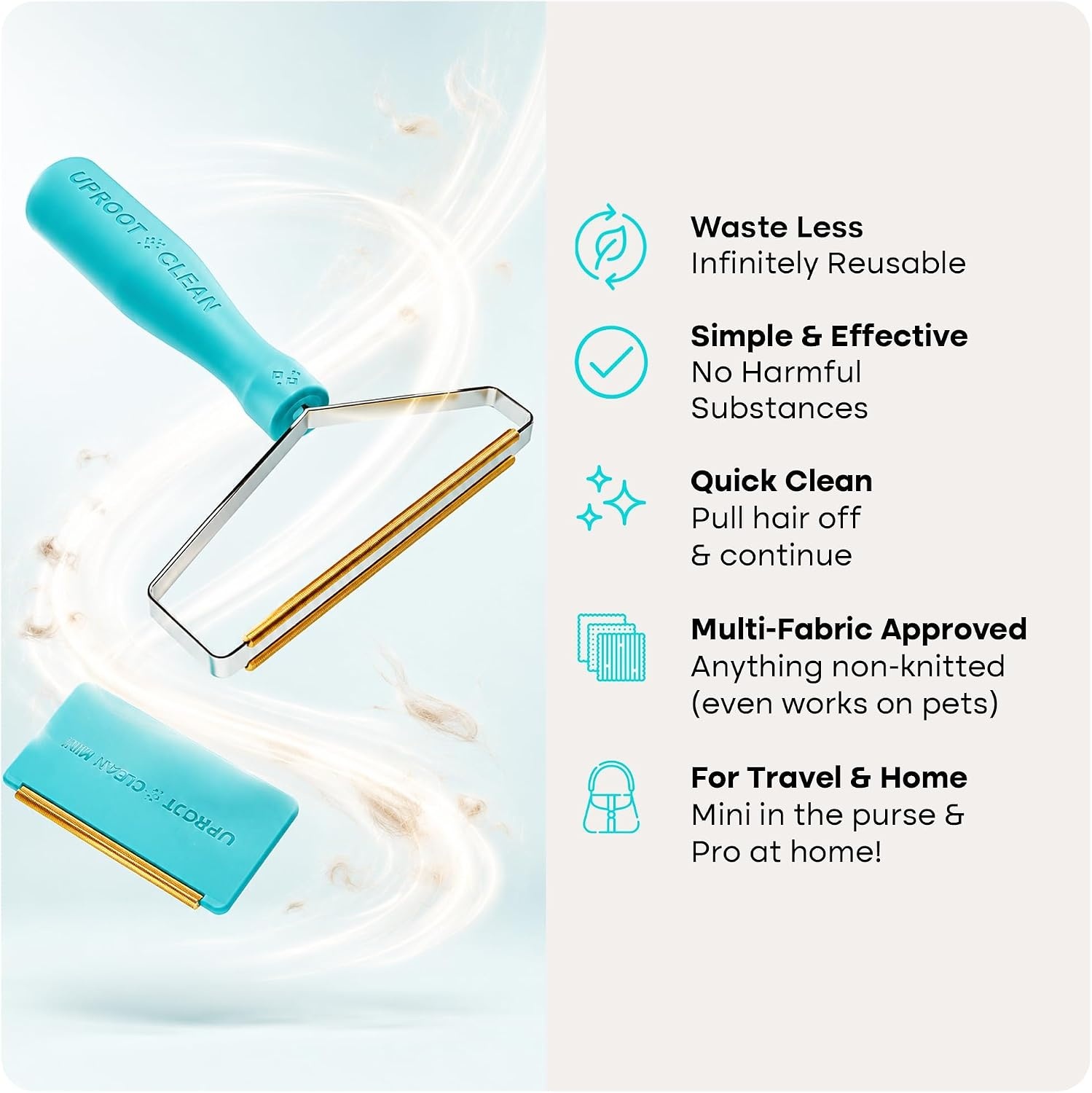 image:imageUproot Cleaner Pro Pet Hair Remover amp Mini Pet Hair Removal Tool Multi Fabric Edge amp Carpet Scraper Cat for Couch Cat Towers Car Detailing The FurrySituation Survival KitPro