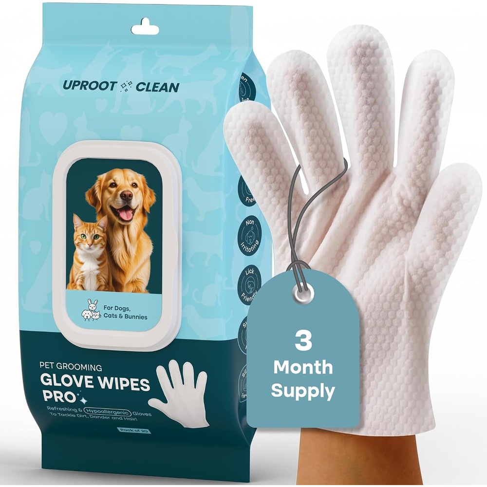 image:imageUproot Clean Pet Grooming Gloves Deodorizing amp Grooming 3Month Supply20 Pack