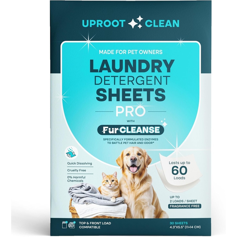 image:imageUproot Clean Pet Laundry Detergent Sheets Ultra Unscented Up to 60 LoadsPro Fragrance Free 1 pack
