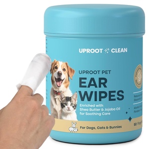 Uproot Clean Cat & Dog Ear Cleaner Finger Wipes: Natural, Disposable, 50ct