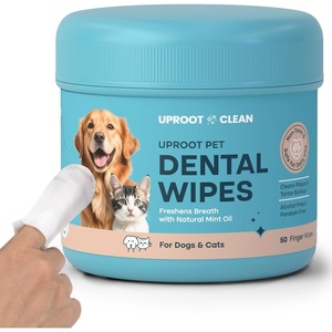 Uproot Clean Pet Dental Finger Wipes: Safe, Rinse-Free, Disposable, 50ct.(Dental Finger Wipes)