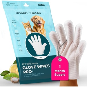 Uproot Clean Pet Grooming Gloves: Deodorizing & Grooming, 3-Month Supply(6 Pack)
