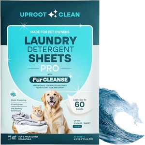 Uproot Clean Pet Laundry Detergent Sheets Ultra, Unscented, Up to 60 Loads(Pro  Fresh Scent  1 pack)