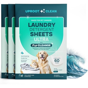 Uproot Clean Pet Laundry Detergent Sheets Ultra, Unscented, Up to 60 Loads(Ultra  Fresh Scent  3 pack)